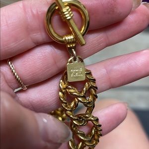 80s Anne Klein Necklace Pretzel Links Goldtone Chunky signed mod Vintage